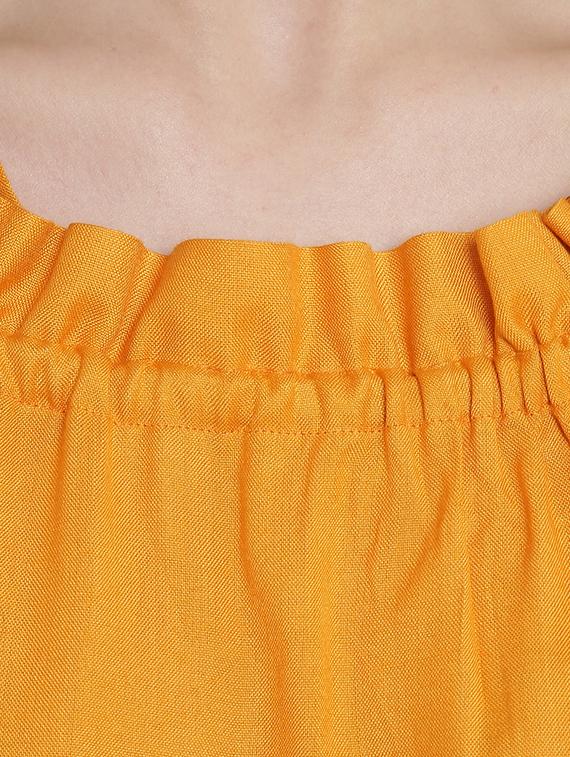drawstring neckline slit sleeved top - 15301136 - Zoom Image - 4