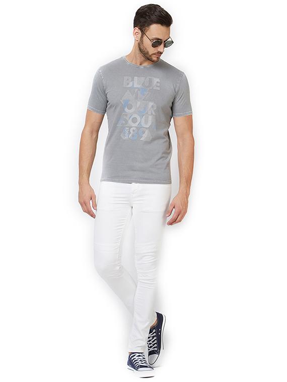 grey cotton chest print t-shirt - 15302169 - Zoom Image - 4