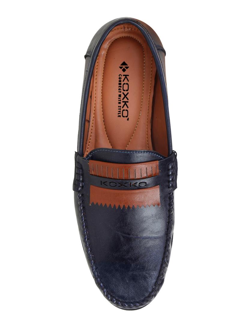 navy leatherette slip on loafer - 15302200 - Zoom Image - 4