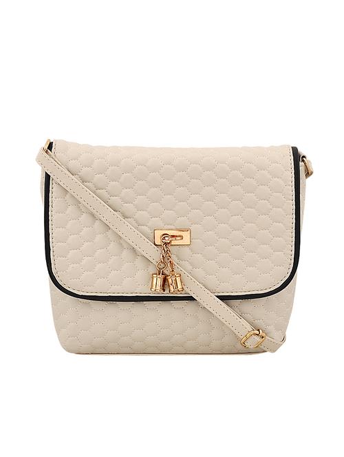 white leatherette (pu) regular sling bag - 15302298 - Very Small Image - 1