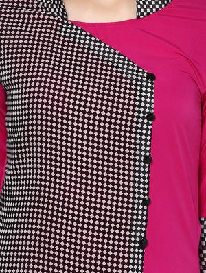 a-line checkerd kurta - 15305090 - Standard Image - 4
