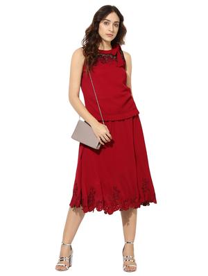 red ruffled pleats top - 15305947 - Standard Image - 4
