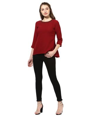 maroon top with tiny embellishments - 15305955 - Standard Image - 4