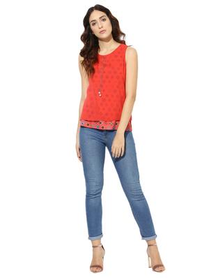 red floral layered top - 15305989 - Standard Image - 4