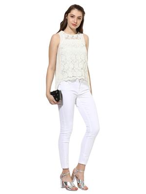 white cotton crochet top - 15305993 - Standard Image - 4