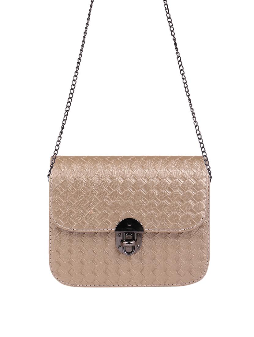 gold leatherette (pu) regular sling bag - 15310948 - Zoom Image - 4