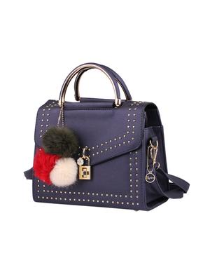 blue leatherette (pu) regular handbag - 15310954 - Standard Image - 4