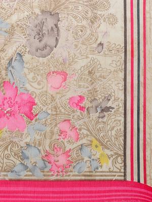 floral chiffon printed saree with blouse - 15313878 - Standard Image - 4