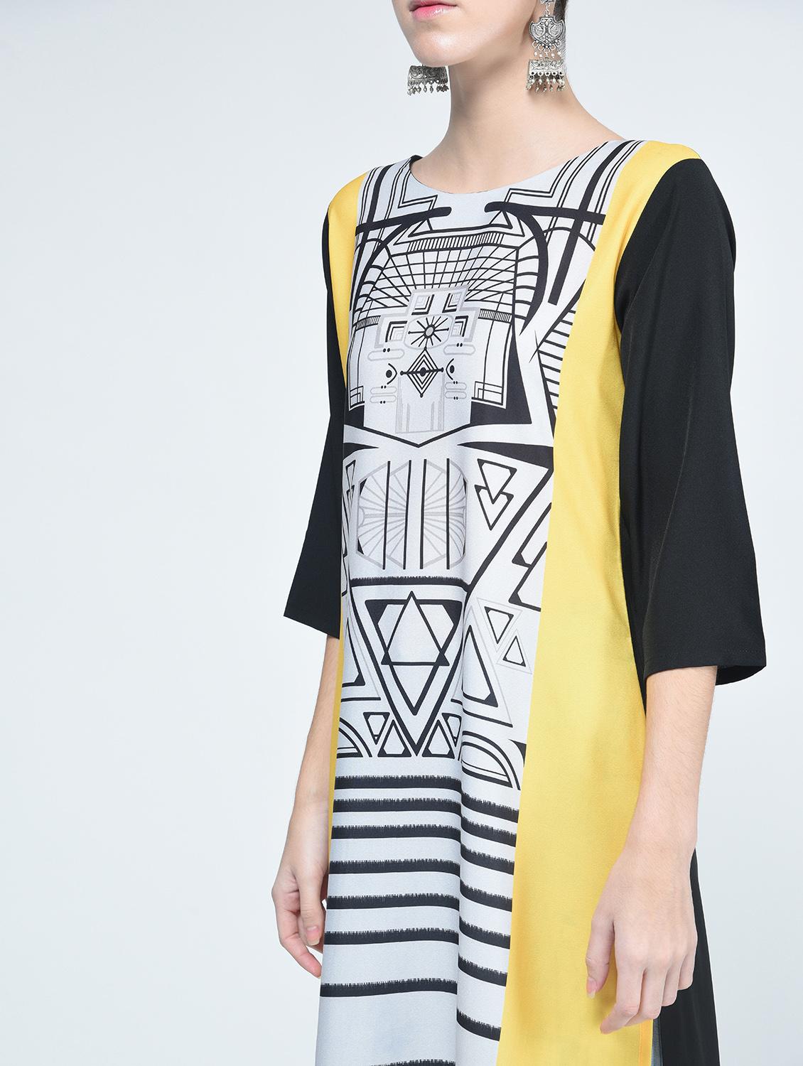 geometrical straight kurta - 15314401 - Zoom Image - 4