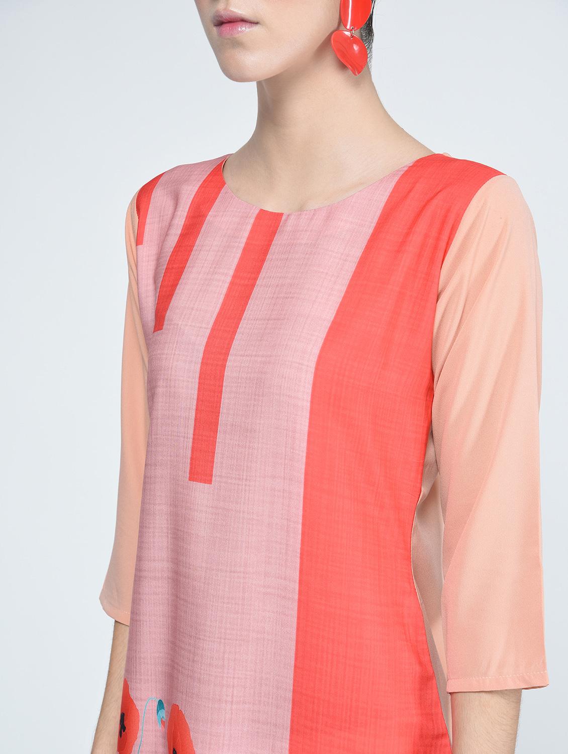 floral pink kurta - 15314403 - Zoom Image - 4