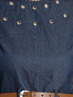 eyelet detail belted a-line dress - 15315493 - Standard Image - 4