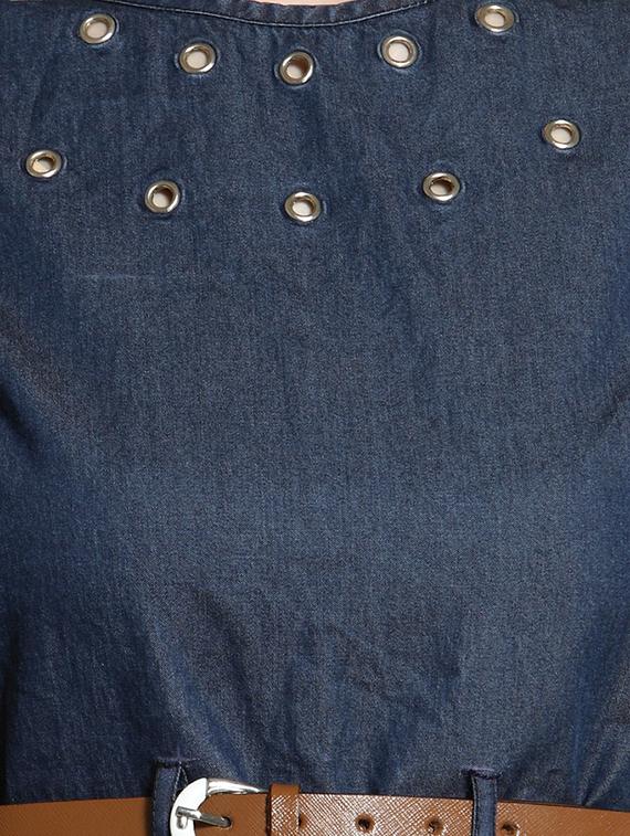 eyelet detail belted a-line dress - 15315493 - Zoom Image - 4