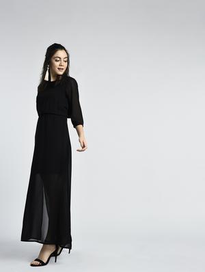 sheer hem side slit maxi dress - 15316353 - Standard Image - 4