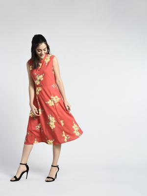 floral contrast button detail dress - 15316362 - Standard Image - 4