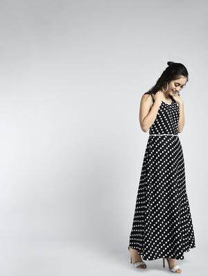 Polka dot belted maxi dress - 15316368 - Standard Image - 4