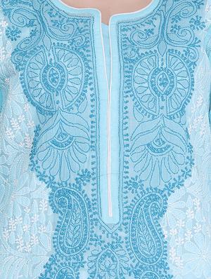 straight chikankari kurta - 15318317 - Standard Image - 4