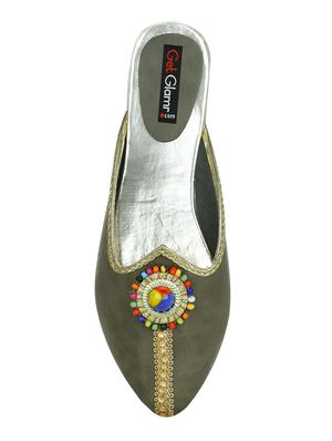 green faux leather slip on jutis & mojaris - 15318643 - Standard Image - 4