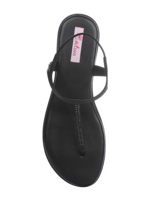 black t- strap faux leather sandal - 15318866 - Standard Image - 4