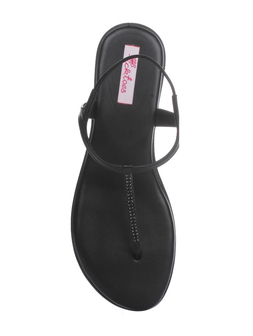 black t- strap faux leather sandal - 15318866 - Zoom Image - 4