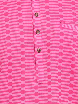 pink cotton short kurta - 15321742 - Standard Image - 4