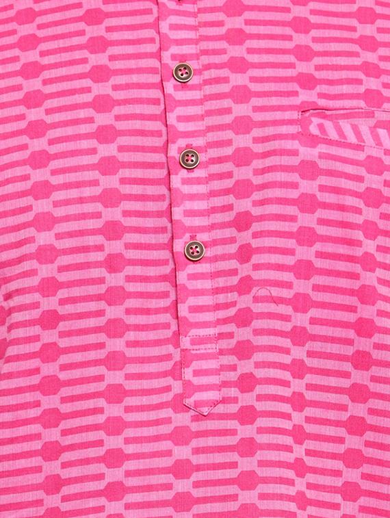 pink cotton short kurta - 15321742 - Zoom Image - 4