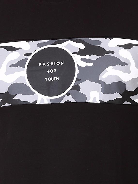black cotton chest print tshirt - 15323470 - Zoom Image - 4