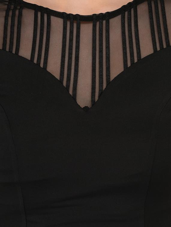 striped mesh detail cap sleeved top - 15324090 - Zoom Image - 4