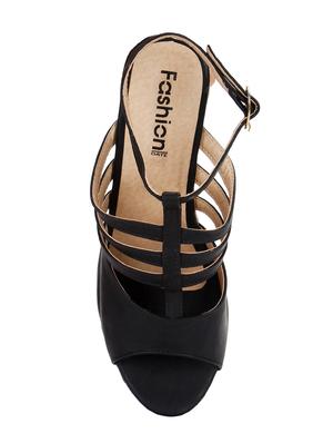 black pu ankle strap sandals - 15326249 - Standard Image - 4