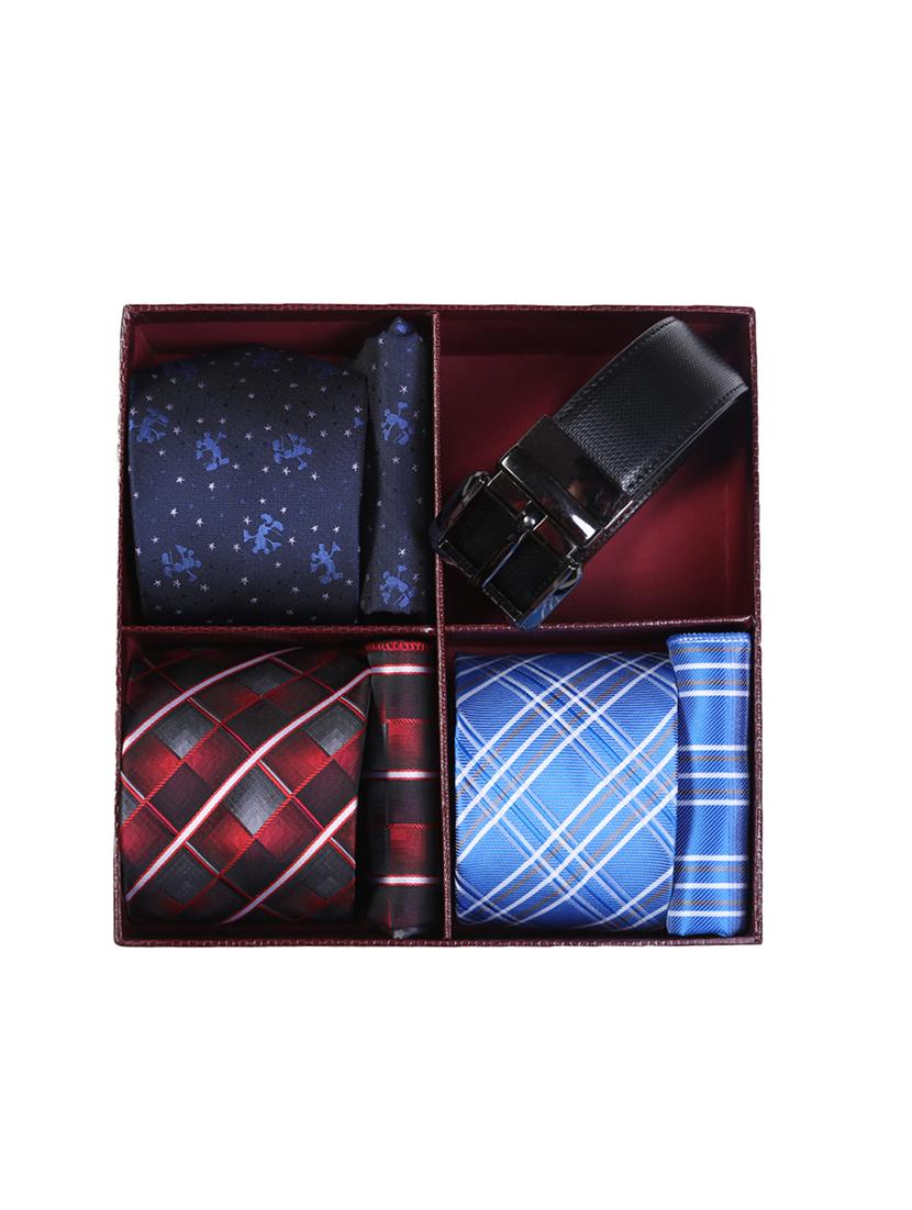 multi colored micro fiber tie with pocket square and belt - 15326424 - Zoom Image - 7