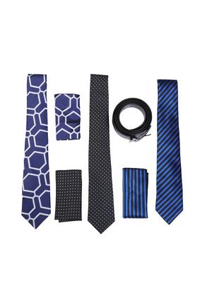 blue tie with belt and pocket square - 15326427 - Standard Image - 7