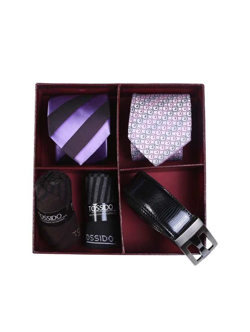 multi colored micro fiber tie with socks and belt - 15326434 - Zoom Image - 7