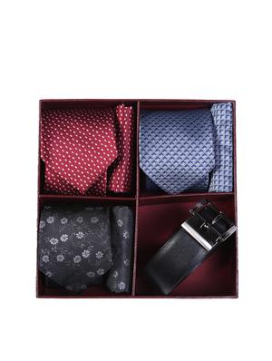 multi colored micro fiber tie with pocket square and belt - 15326437 - Standard Image - 7