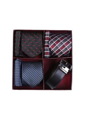 multi colored micro fiber tie with pocket square and belt - 15326439 - Standard Image - 7