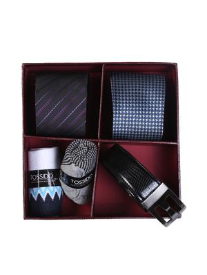 multi colored micro fiber tie with socks and belt - 15326443 - Standard Image - 7