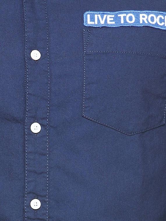 navy blue cotton casual shirt - 15327261 - Zoom Image - 4