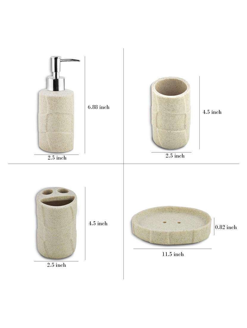 Beige Polyresin Bath Set collection of liquid Soap Dispenser, Toothbrush Holder, Tumbler and Soap Dish - 15327390 - Zoom Image - 4