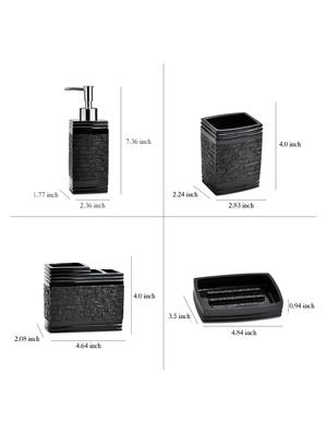 Black Polyresin Bath Set collection of liquid Soap Dispenser, Toothbrush Holder, Tumbler and Soap Dish - 15327395 - Standard Image - 4