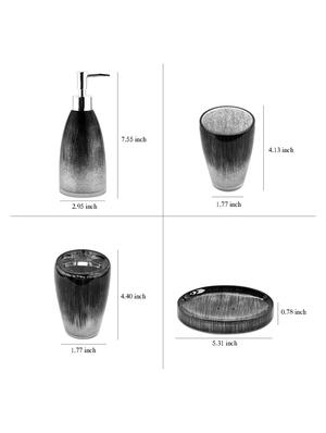 Black Polyresin Bath Set collection of liquid Soap Dispenser, Toothbrush Holder, Tumbler and Soap Dish - 15327418 - Standard Image - 4