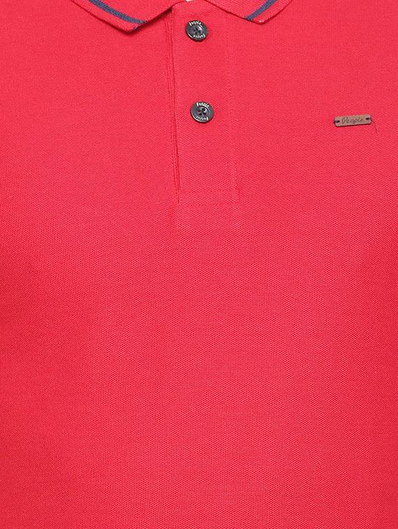 red cotton blend polo t-shirt - 15327971 - Zoom Image - 4