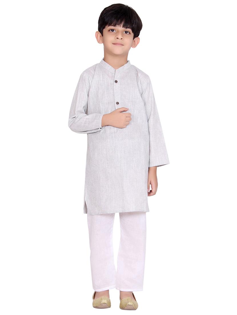 grey cotton kurta set - 15328408 - Zoom Image - 4