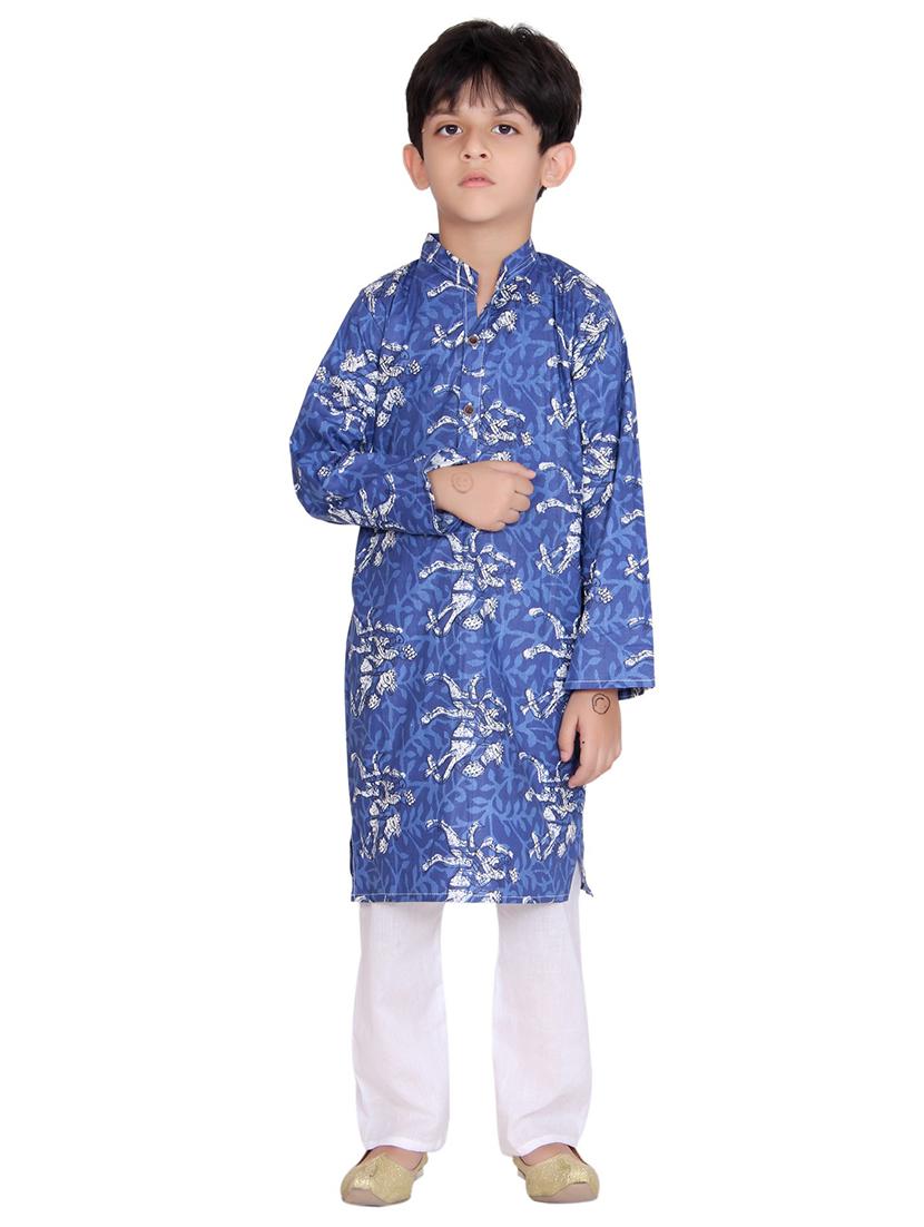 light blue cotton kurta set - 15328421 - Zoom Image - 4