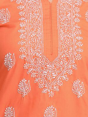 Chikankari straight kurti - 15328829 - Standard Image - 4
