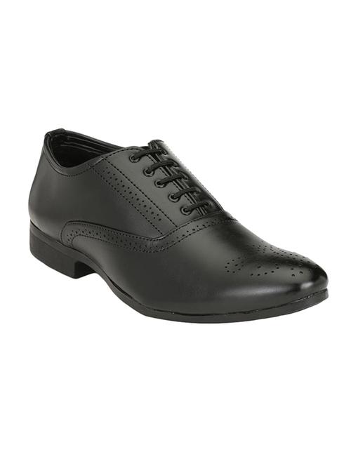 black leatherette lace-up oxford - 15329055 - Standard Image - 1