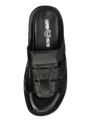 black leather slip on slipper - 15329064 - Standard Image - 4