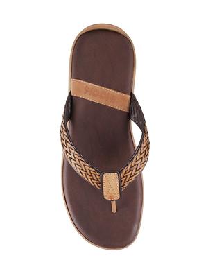 brown Leather toe separator slipper - 15330674 - Standard Image - 4