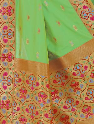 green silk paithani saree with blouse - 15333161 - Standard Image - 4