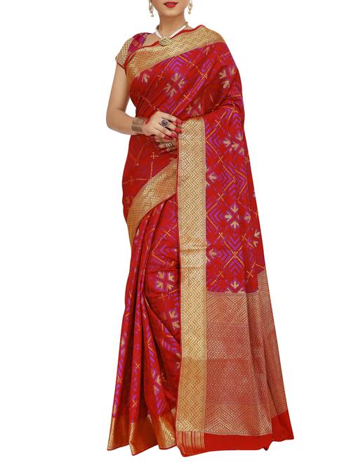zari woven banarasi saree with blouse - 15333265 - Very Small Image - 1