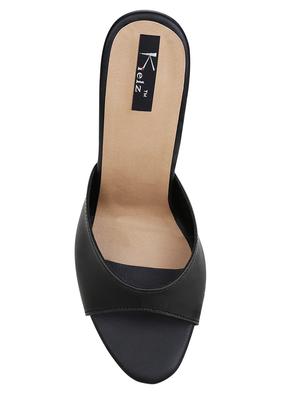 black faux leather slip on sandals - 15333955 - Standard Image - 4