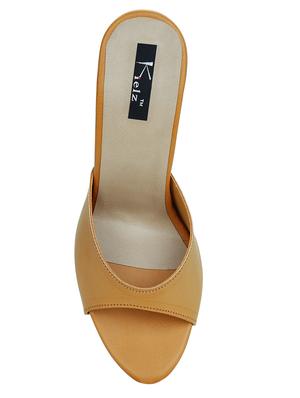 tan faux leather slip on sandals - 15333956 - Standard Image - 4