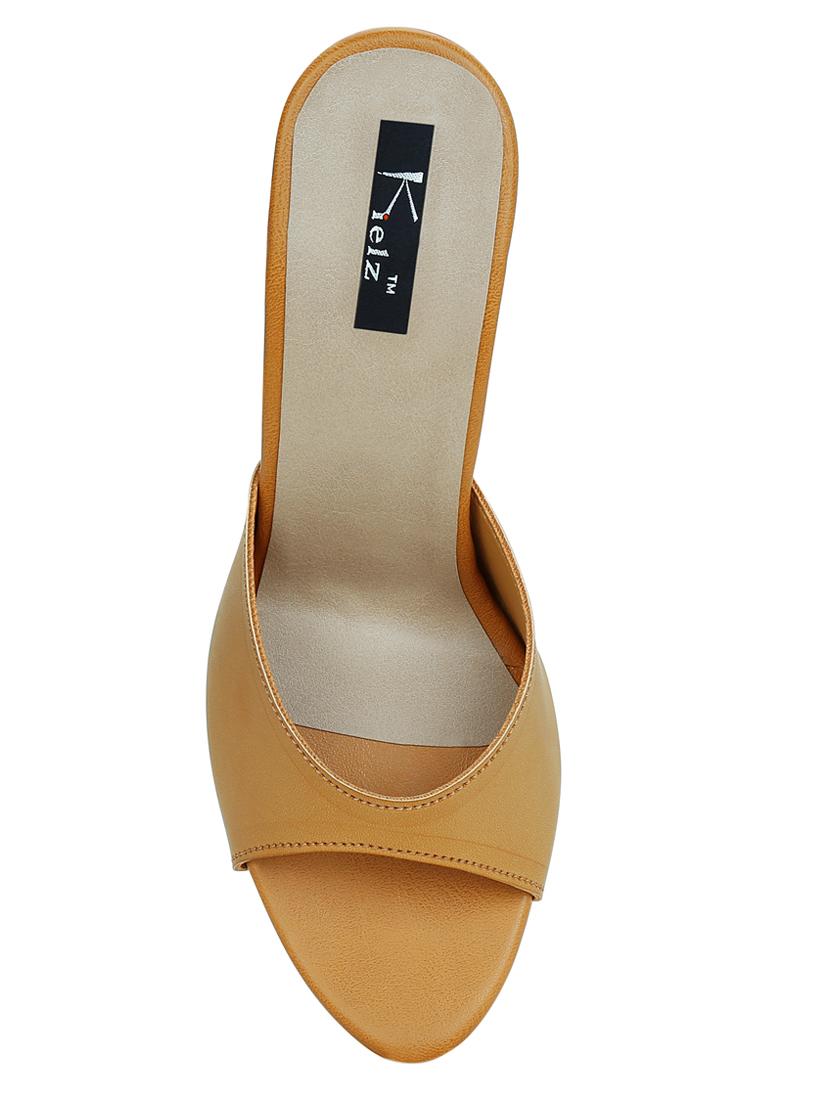 tan faux leather slip on sandals - 15333956 - Zoom Image - 4